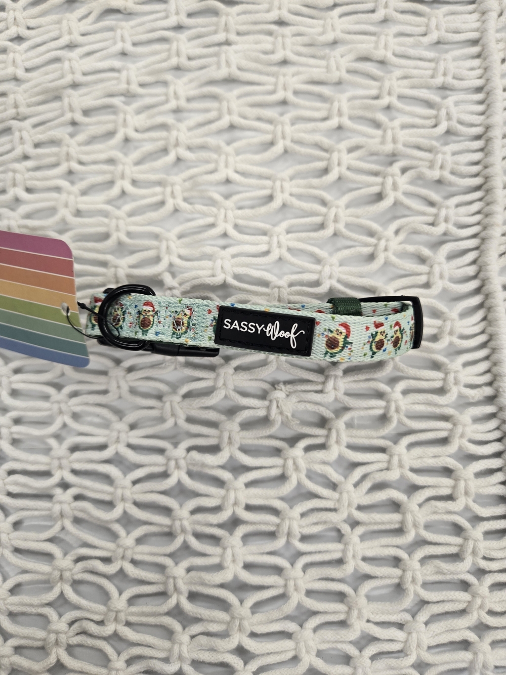 Sassy Woof Mint Holiday Cheer Avocado Dog Collar - SMALL